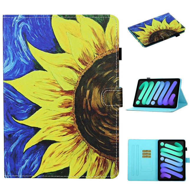Coloured Drawing Stitching Horizontal Flip Leather Case with Holder & Card Slot & Sleep / Wake-up Function, For iPad mini 2024 / mini 6