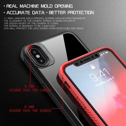 MG Series Carbon Fiber TPU + Clear PC Four-corner Airbag Shockproof Case, For iPhone X / XS, For iPhone XS Max, For iPhone XR