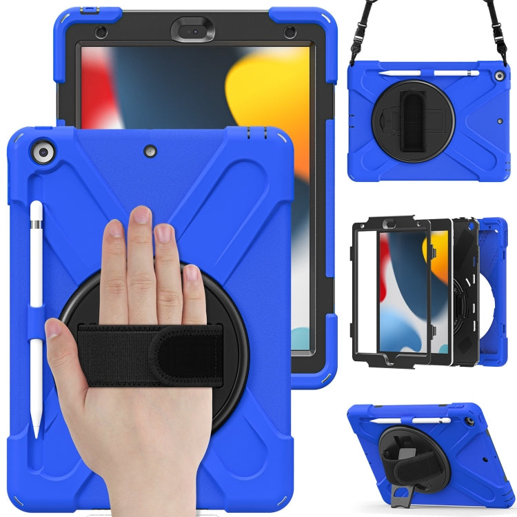 Silicone + PC Protective Case with Holder & Shoulder Strap, For iPad 10.2 2021 / 2020 / 2019