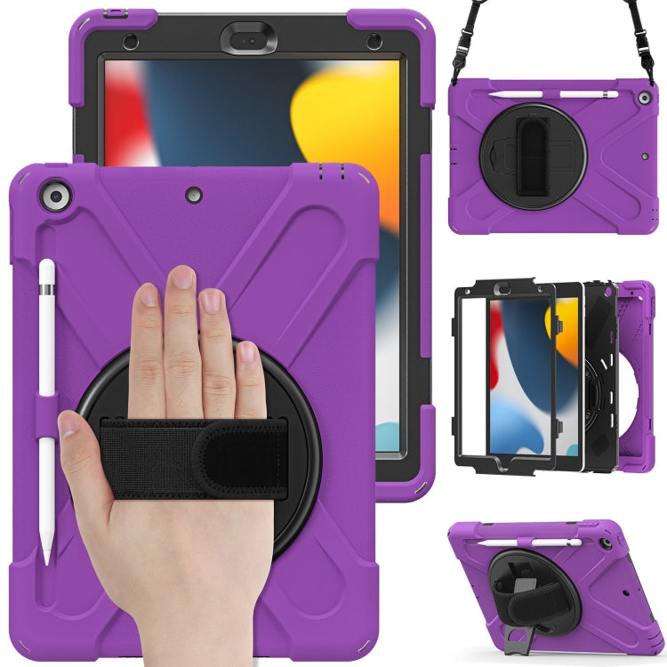 Silicone + PC Protective Case with Holder & Shoulder Strap, For iPad 10.2 2021 / 2020 / 2019