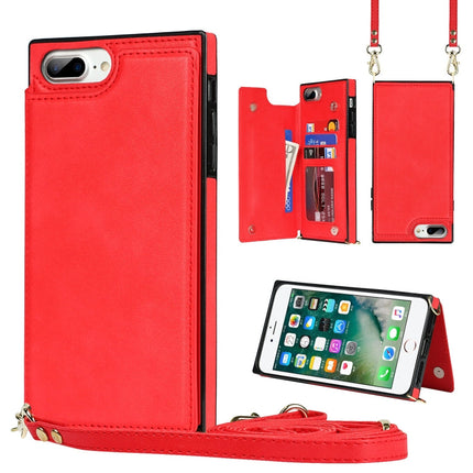 Cross-body Square Double Buckle Flip Card Bag TPU+PU Case with Card Slots & Wallet & Photo & Strap, For iPhone 8 Plus / 7 Plus, For iPhone SE 2022 / SE 2020 / 8 / 7, For iPhone 11, For iPhone 11 Pro