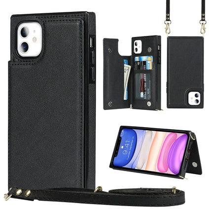 Cross-body Square Double Buckle Flip Card Bag TPU+PU Case with Card Slots & Wallet & Photo & Strap, For iPhone 8 Plus / 7 Plus, For iPhone SE 2022 / SE 2020 / 8 / 7, For iPhone 11, For iPhone 11 Pro