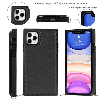 Cross-body Square Double Buckle Flip Card Bag TPU+PU Case with Card Slots & Wallet & Photo & Strap, For iPhone 11 Pro Max, For iPhone 12 mini, For iPhone 12 / 12 Pro, For iPhone 12 Pro Max