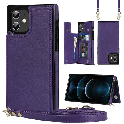 Cross-body Square Double Buckle Flip Card Bag TPU+PU Case with Card Slots & Wallet & Photo & Strap, For iPhone 11 Pro Max, For iPhone 12 mini, For iPhone 12 / 12 Pro, For iPhone 12 Pro Max