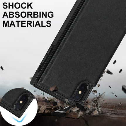 Cross-body Square Double Buckle Flip Card Bag TPU+PU Case with Card Slots & Wallet & Photo & Strap, For iPhone XS / X, For iPhone XS Max, For iPhone XR