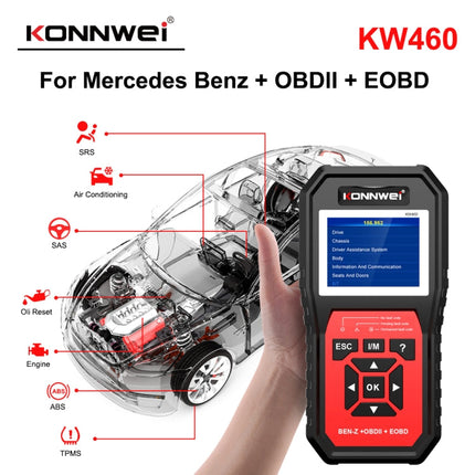 KONNWEI KW460 Car 2.8 inch 12V Lead-acid Battery Tester Fault Diagnosis Instrument, KW460