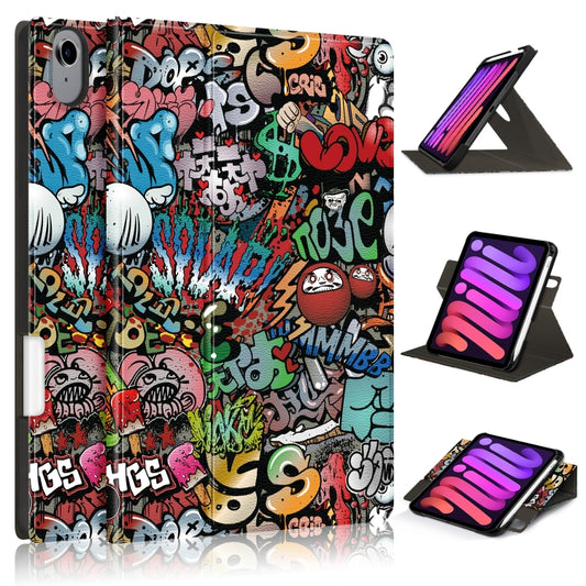 Painted Pattern Voltage Horizontal Flip PU Leather Case with Rotating Holder & Pen Slot & Sleep / Wake-up Function, For iPad mini 2024 / mini 6