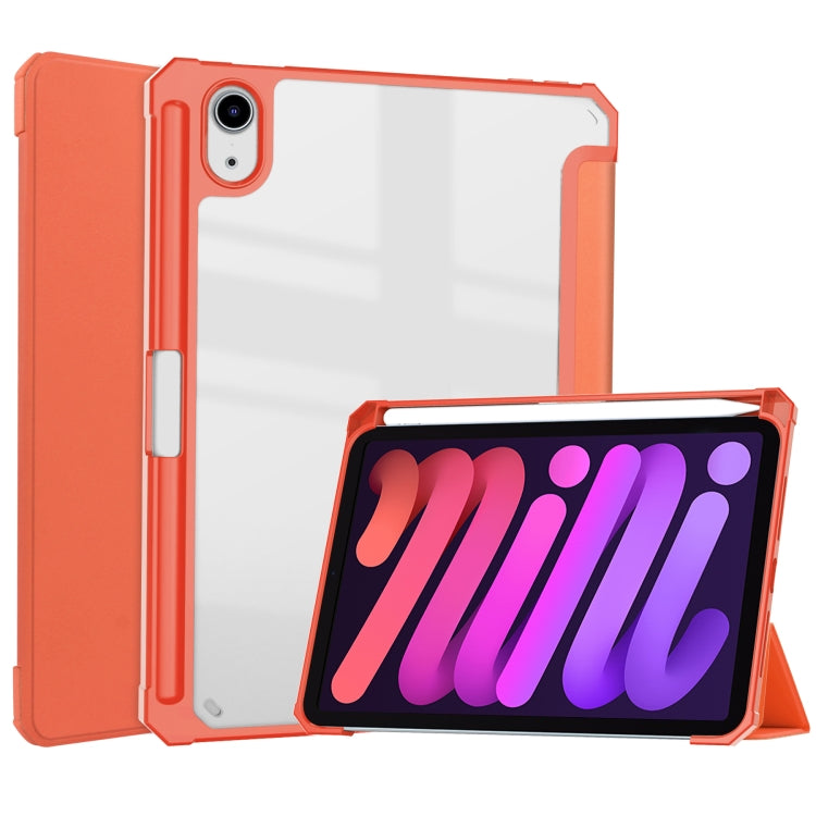 Tri-folding Acrylic TPU Leather Tablet Case with Holder & Pen Slot, For iPad mini 6 / mini 2024