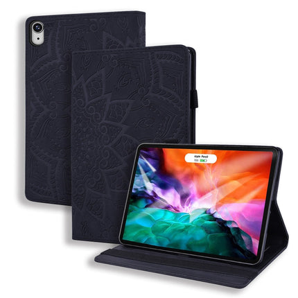 Calf Pattern Double Folding Design Embossed Leather Case with Holder & Card Slots & Pen Slot & Elastic Band, For iPad mini 2024 / mini 6