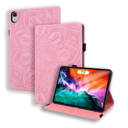 Calf Pattern Double Folding Design Embossed Leather Case with Holder & Card Slots & Pen Slot & Elastic Band, For iPad mini 2024 / mini 6