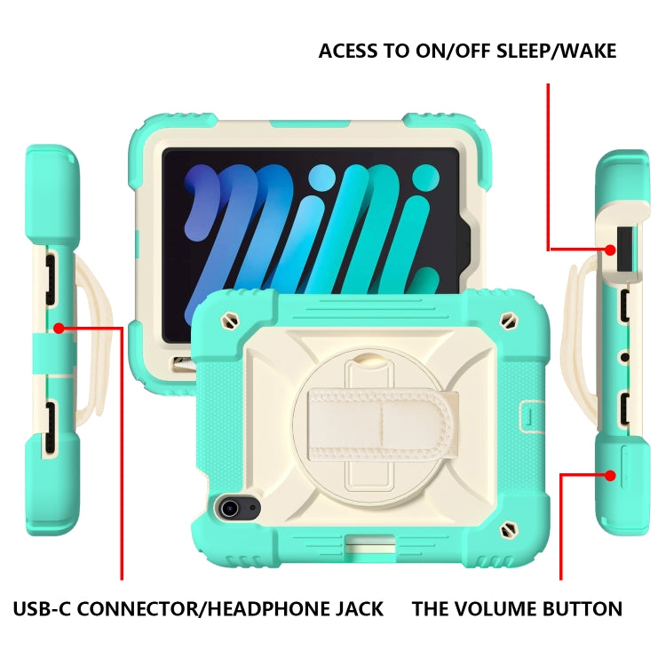 Shockproof PC + Silicone Combination Case with Holder & Hand Strap & Shoulder Strap, For iPad mini 2024 / mini 6