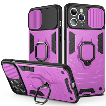 Sliding Camera Cover Design TPU + PC Shockproof Case with Ring Holder