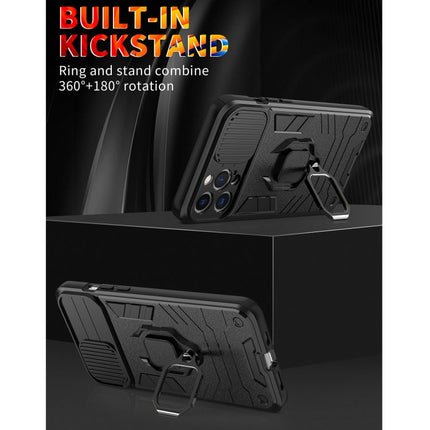 Sliding Camera Cover Design TPU + PC Shockproof Case with Ring Holder