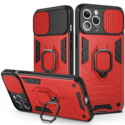 Sliding Camera Cover Design TPU + PC Shockproof Case with Ring Holder