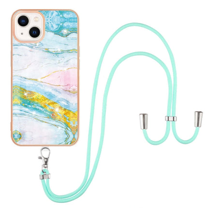 Electroplating Marble Pattern IMD TPU Shockproof Case with Neck Lanyard, For iPhone 13 mini, For iPhone 13, For iPhone 13 Pro, For iPhone 13 Pro Max