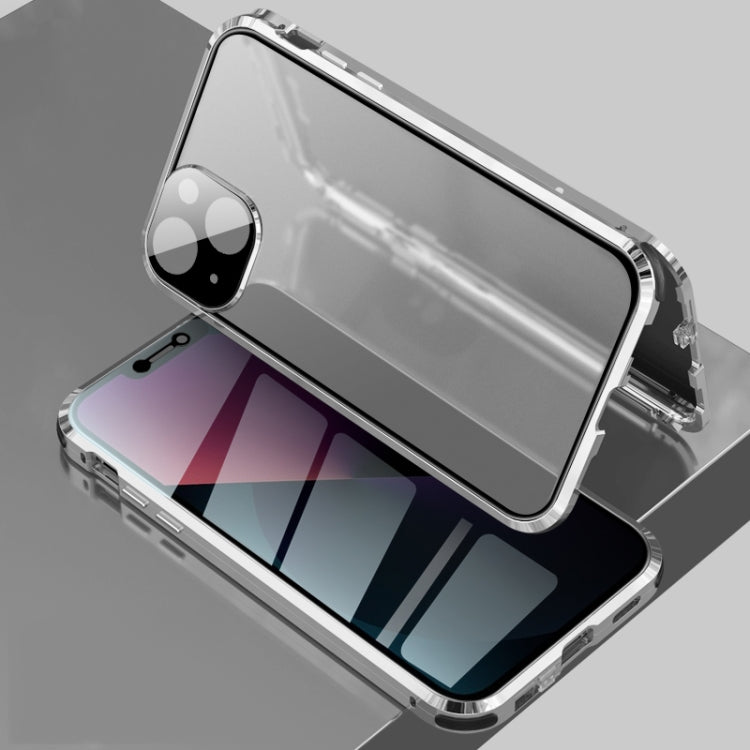 Four-corner Shockproof Anti-peeping Magnetic Metal Frame Double-sided Tempered Glass Case, For iPhone 13 mini, For iPhone 13, For iPhone 13 Pro, For iPhone 13 Pro Max