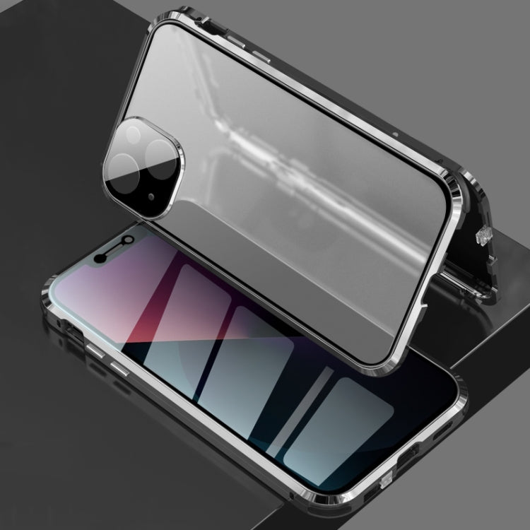 Four-corner Shockproof Anti-peeping Magnetic Metal Frame Double-sided Tempered Glass Case, For iPhone 13 mini, For iPhone 13, For iPhone 13 Pro, For iPhone 13 Pro Max