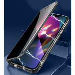 Four-corner Shockproof Anti-peeping Magnetic Metal Frame Double-sided Tempered Glass Case