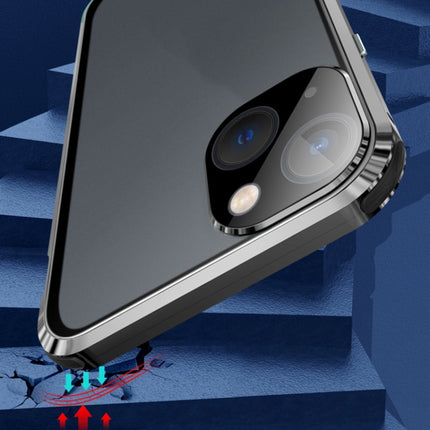Four-corner Shockproof Anti-peeping Magnetic Metal Frame Double-sided Tempered Glass Case, For iPhone 13 Pro, For iPhone 13 Pro Max