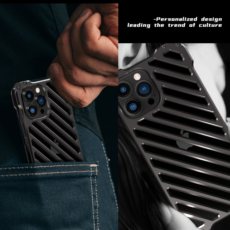 R-JUST RJ-50 Hollow Breathable Armor Metal Shockproof Protective Case, For iPhone 13 mini, For iPhone 13, For iPhone 13 Pro, For iPhone 13 Pro Max, For iPhone 12 mini, For iPhone 12, For iPhone 12 Pro, For iPhone 12 Pro Max