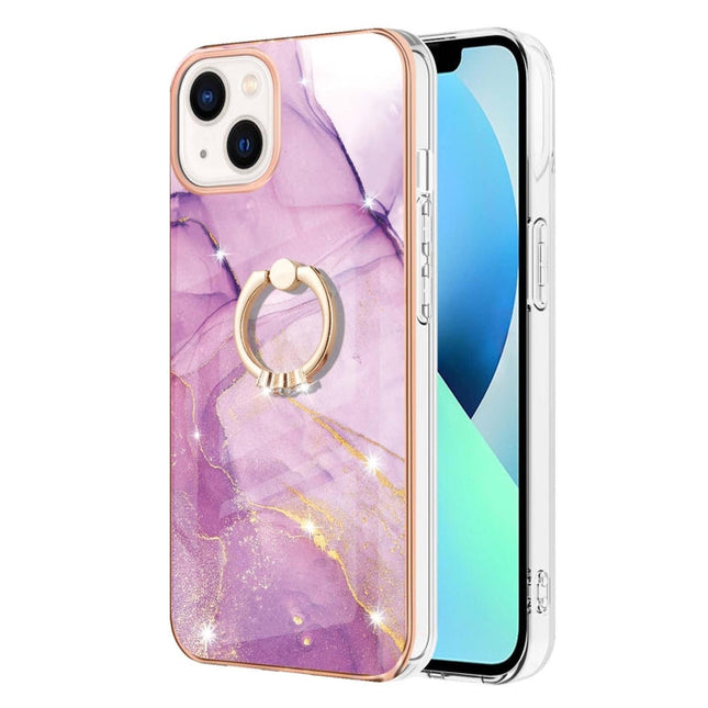 Electroplating Marble Pattern IMD TPU Shockproof Case with Ring Holder, For iPhone 13 mini, For iPhone 13, For iPhone 13 Pro, For iPhone 13 Pro Max