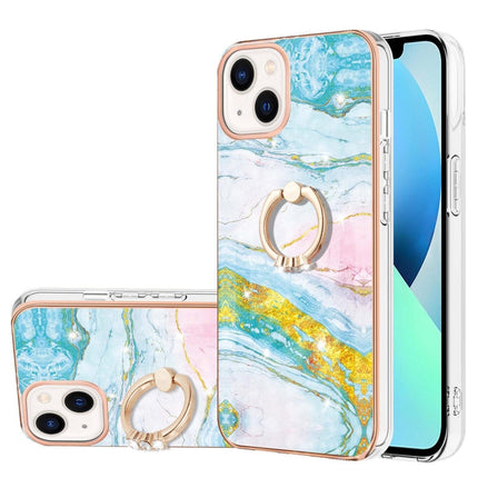 Electroplating Marble Pattern IMD TPU Shockproof Case with Ring Holder, For iPhone 13 mini, For iPhone 13, For iPhone 13 Pro, For iPhone 13 Pro Max