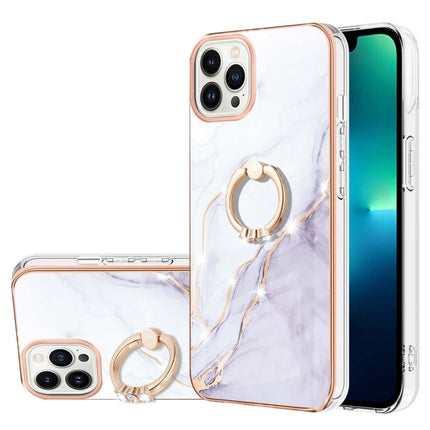 Electroplating Marble Pattern IMD TPU Shockproof Case with Ring Holder, For iPhone 13 mini, For iPhone 13, For iPhone 13 Pro, For iPhone 13 Pro Max