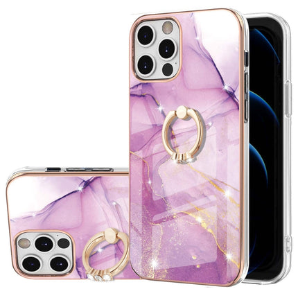 Electroplating Marble Pattern IMD TPU Shockproof Case with Ring Holder, For iPhone 12 / 12 Pro, For iPhone 12 Pro Max, For iPhone 11, For iPhone 11 Pro Max