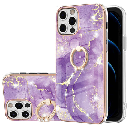 Electroplating Marble Pattern IMD TPU Shockproof Case with Ring Holder, For iPhone 12 / 12 Pro, For iPhone 12 Pro Max, For iPhone 11, For iPhone 11 Pro Max