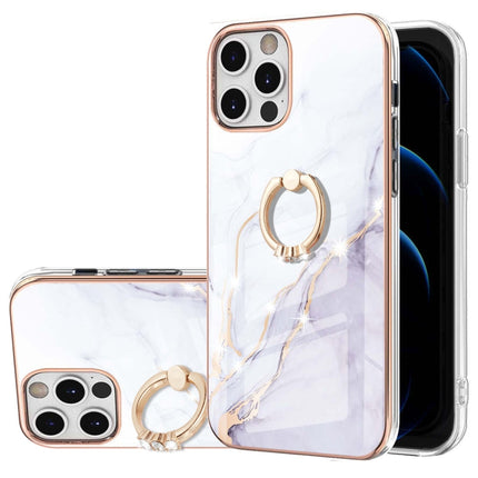 Electroplating Marble Pattern IMD TPU Shockproof Case with Ring Holder, For iPhone 12 / 12 Pro, For iPhone 12 Pro Max, For iPhone 11, For iPhone 11 Pro Max