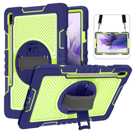 360 Degree Rotation Contrast Color Shockproof Silicone + PC Case with Holder & Hand Grip Strap & Shoulder Strap, For Samsung Galaxy Tab S7 FE T730 / T735