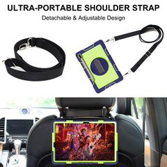 360 Degree Rotation Contrast Color Shockproof Silicone + PC Case with Holder & Hand Grip Strap & Shoulder Strap, For Samsung Galaxy Tab S7 FE T730 / T735