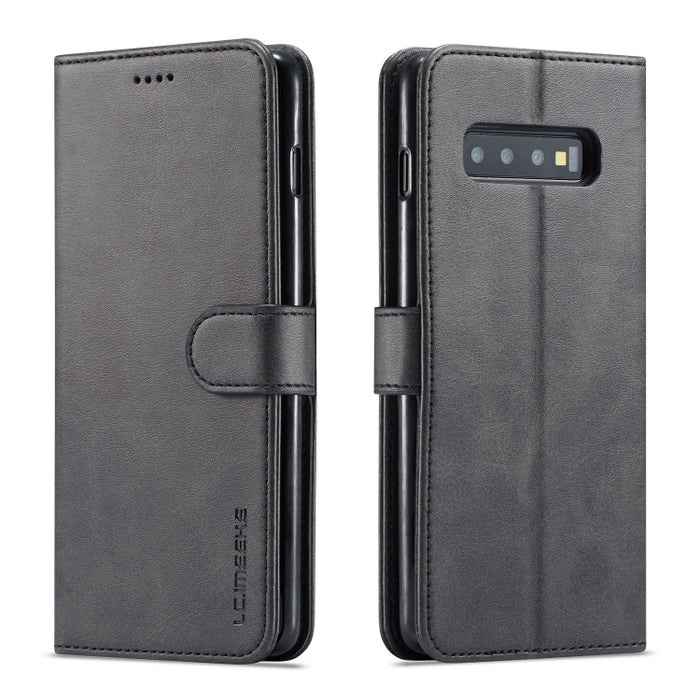 For Galaxy S10 LC.IMEEKE Calf Texture Horizontal Flip Leather Case, with Holder & Card Slots & Wallet(Black)