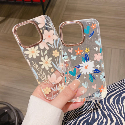 Glitter Powder Electroplating Flower Shockproof Phone Case, For iPhone 13, For iPhone 13 Pro, For iPhone 13 Pro Max