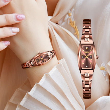 OLEVS 5501 Diamond Small Dial Tungsten Steel Bracelet Quartz Watch for Ladies