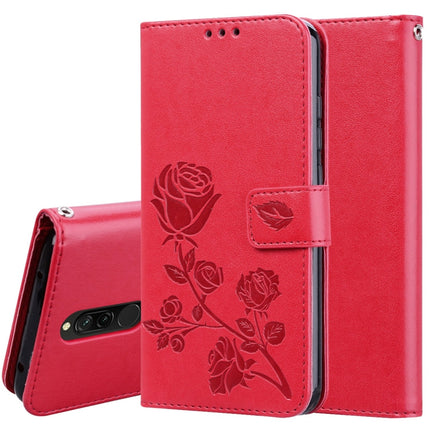 Rose Embossed Horizontal Flip PU Leather Case for Galaxy A10, with Holder & Card Slots & Wallet