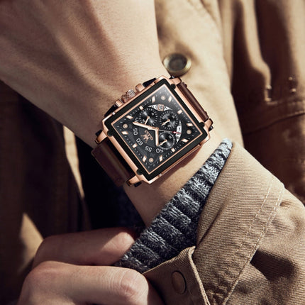 OLEVS 9919 Square Dial Chronograph Luminous Quartz Watch for Men