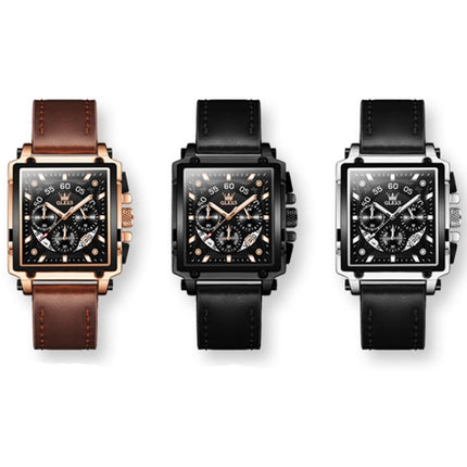 OLEVS 9919 Square Dial Chronograph Luminous Quartz Watch for Men