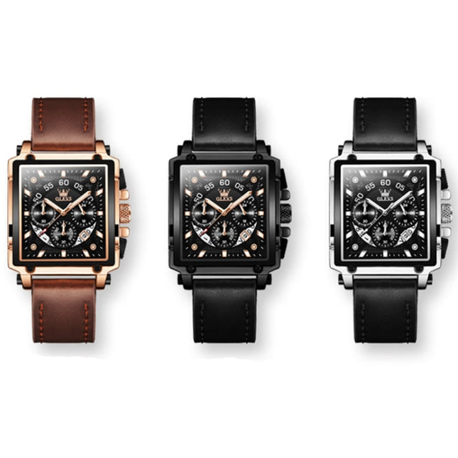 OLEVS 9919 Square Dial Chronograph Luminous Quartz Watch for Men