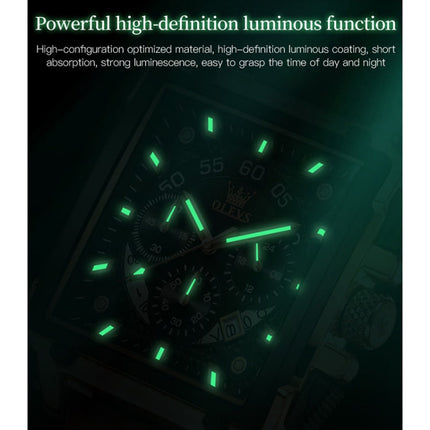 OLEVS 9919 Square Dial Chronograph Luminous Quartz Watch for Men
