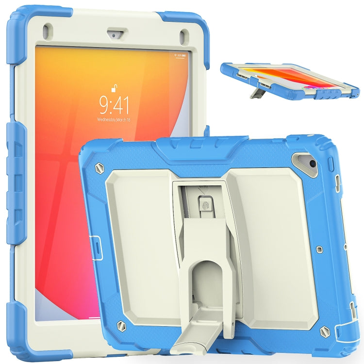 Shockproof Colorful Silicone + Beige PC Tablet Protective Case with Holder & Shoulder Strap, For iPad 9.7 2018 / 2017, For Samsung Galaxy Tab A7 2020 T500