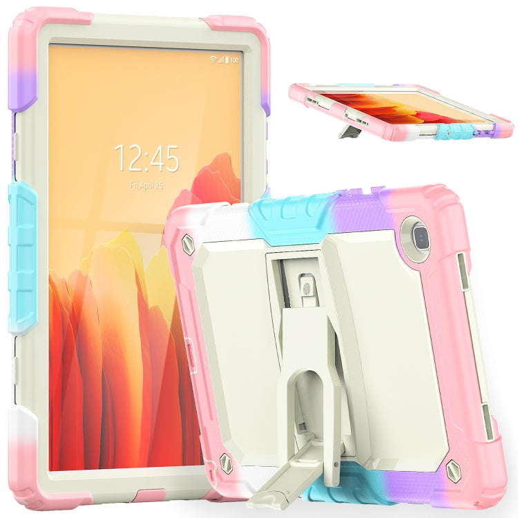 Shockproof Colorful Silicone + Beige PC Tablet Protective Case with Holder & Shoulder Strap, For iPad 9.7 2018 / 2017, For Samsung Galaxy Tab A7 2020 T500