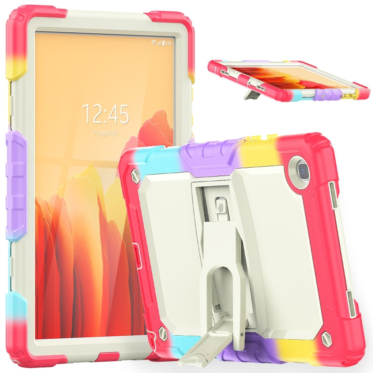 Shockproof Colorful Silicone + Beige PC Tablet Protective Case with Holder & Shoulder Strap, For iPad 9.7 2018 / 2017, For Samsung Galaxy Tab A7 2020 T500