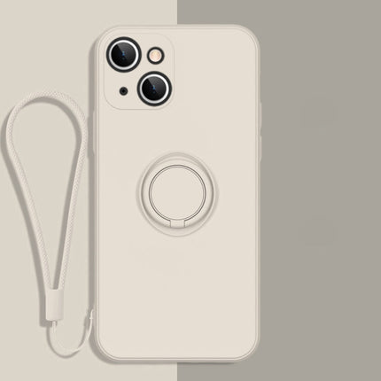 All-inclusive Liquid Silicone Phone Protective Case with Ring Holder & Lanyard, For iPhone 13