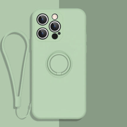 All-inclusive Liquid Silicone Phone Protective Case with Ring Holder & Lanyard, For iPhone 13 Pro