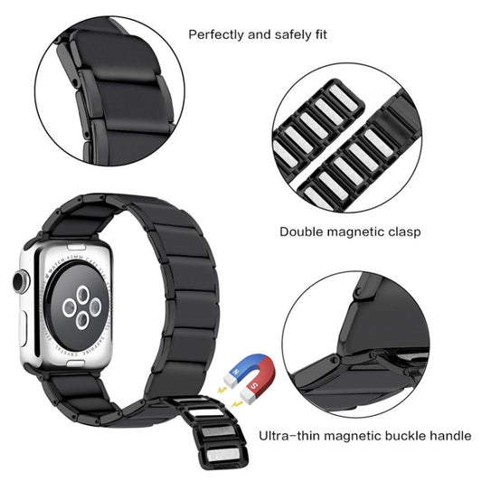 Bamboo Joint Magnetic Steel Replacement Strap Watchband For Apple Watch Series, 7 41mm / 6&SE&5&4 40mm / 3&2&1 38mm, 7 45mm / 6&SE&5&4 44mm / 3&2&1 42mm