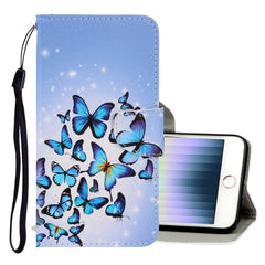 3D Colored Drawing Horizontal Flip PU Leather Case with Holder & Card Slots & Wallet, For iPhone SE 2022 / SE 2020 / 8 / 7