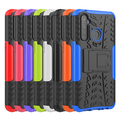 Tire Texture Shockproof TPU+PC Protective Case with Holder, For OPPO Realme 5 Pro, For OPPO Realme 5, For OPPO Realme X, For OPPO Realme 3