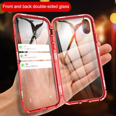 Ultra Slim Double Sides Magnetic Adsorption Angular Frame Tempered Glass Magnet Flip Case