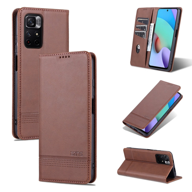 AZNS Magnetic Calf Texture Horizontal Flip Leather Phone Case with Card Slots & Holder & Wallet, For Xiaomi Redmi Note 11
